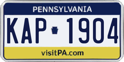 PA license plate KAP1904