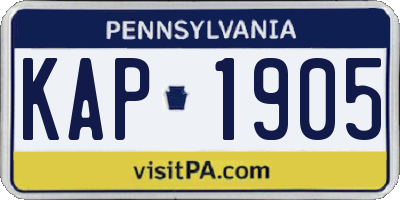 PA license plate KAP1905