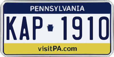 PA license plate KAP1910