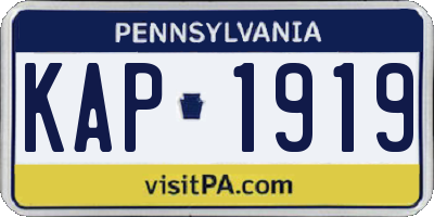 PA license plate KAP1919
