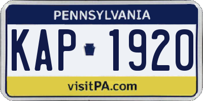 PA license plate KAP1920