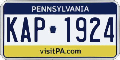 PA license plate KAP1924