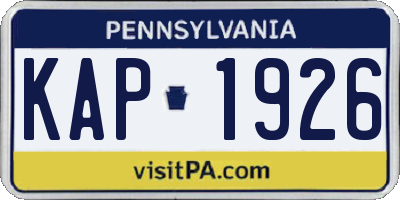 PA license plate KAP1926