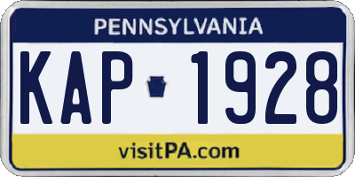 PA license plate KAP1928