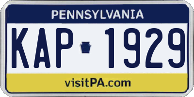 PA license plate KAP1929