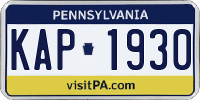 PA license plate KAP1930