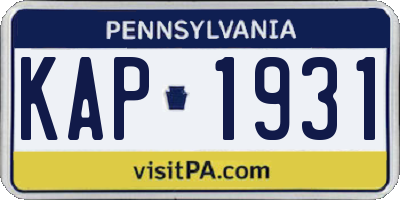 PA license plate KAP1931