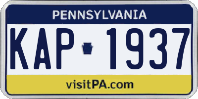 PA license plate KAP1937