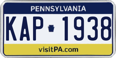 PA license plate KAP1938