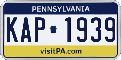 PA license plate KAP1939