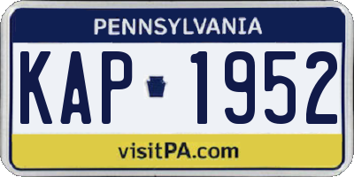 PA license plate KAP1952