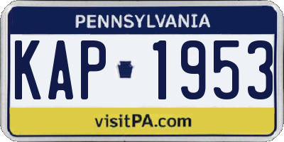 PA license plate KAP1953