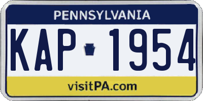 PA license plate KAP1954