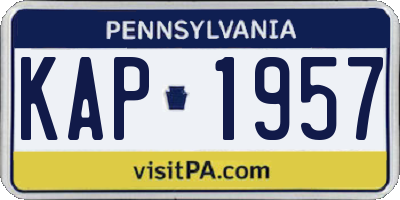 PA license plate KAP1957