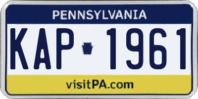 PA license plate KAP1961