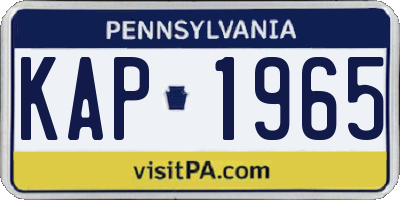 PA license plate KAP1965