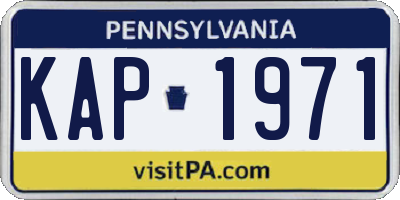 PA license plate KAP1971