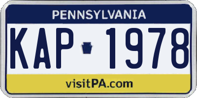 PA license plate KAP1978