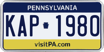 PA license plate KAP1980
