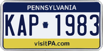 PA license plate KAP1983