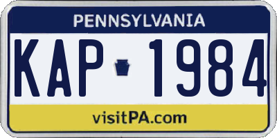 PA license plate KAP1984
