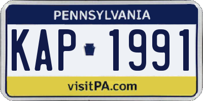PA license plate KAP1991