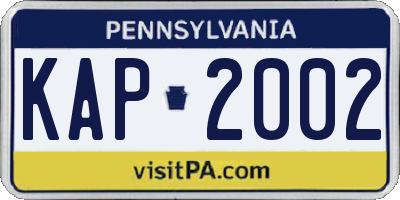 PA license plate KAP2002