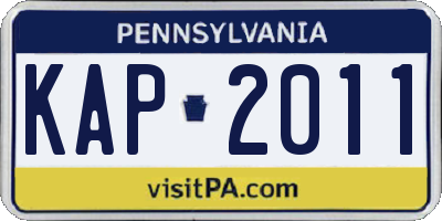 PA license plate KAP2011