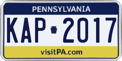 PA license plate KAP2017