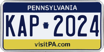 PA license plate KAP2024