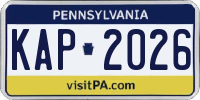 PA license plate KAP2026