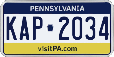 PA license plate KAP2034