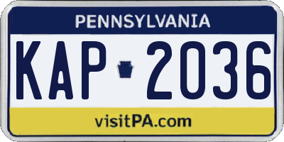 PA license plate KAP2036