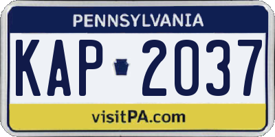 PA license plate KAP2037