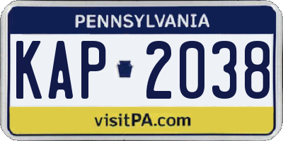 PA license plate KAP2038