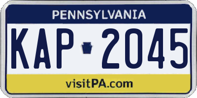PA license plate KAP2045