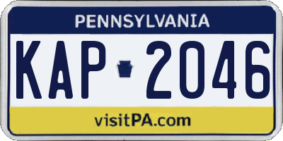 PA license plate KAP2046