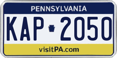 PA license plate KAP2050