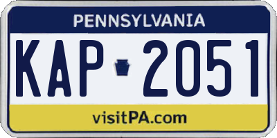 PA license plate KAP2051