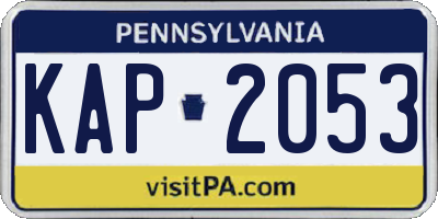 PA license plate KAP2053