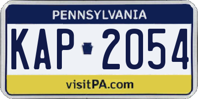 PA license plate KAP2054