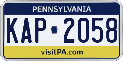 PA license plate KAP2058