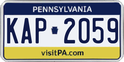 PA license plate KAP2059