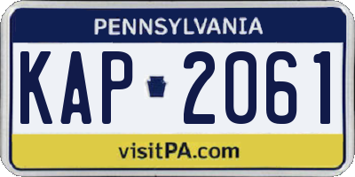 PA license plate KAP2061