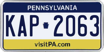 PA license plate KAP2063