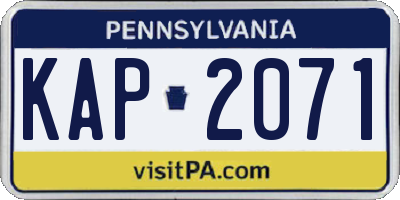 PA license plate KAP2071