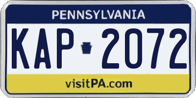 PA license plate KAP2072