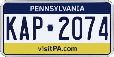 PA license plate KAP2074