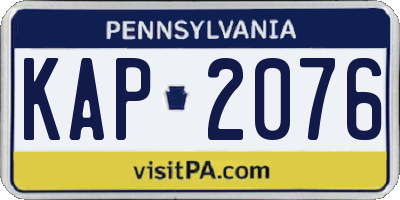 PA license plate KAP2076