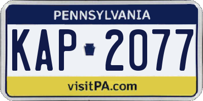 PA license plate KAP2077